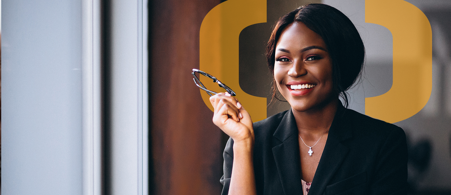 Image of beautiful African American woman on top of Careers page